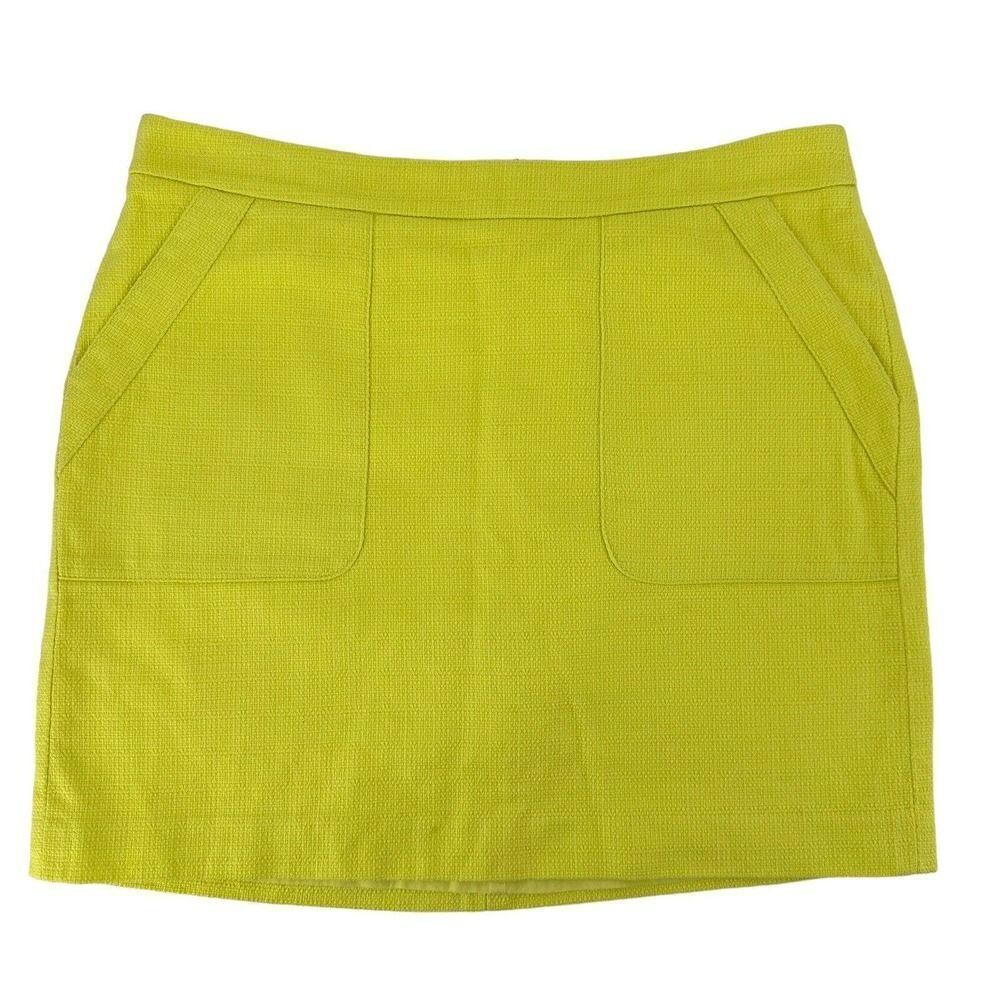 LOFT Bright Citron Yellow Mini Skirt Pockets Women Size 8 Fun Colorful Statement